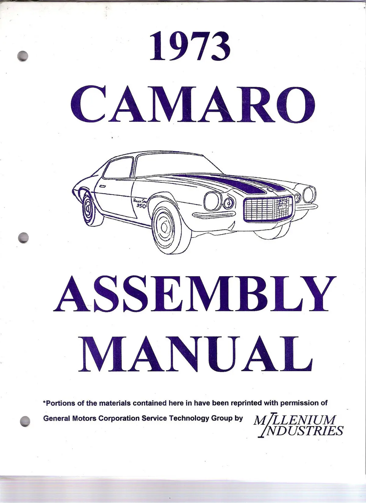 1973 73 Camaro Factory Assembly Manual Z28 Ss Rs - 386 Pages! 1