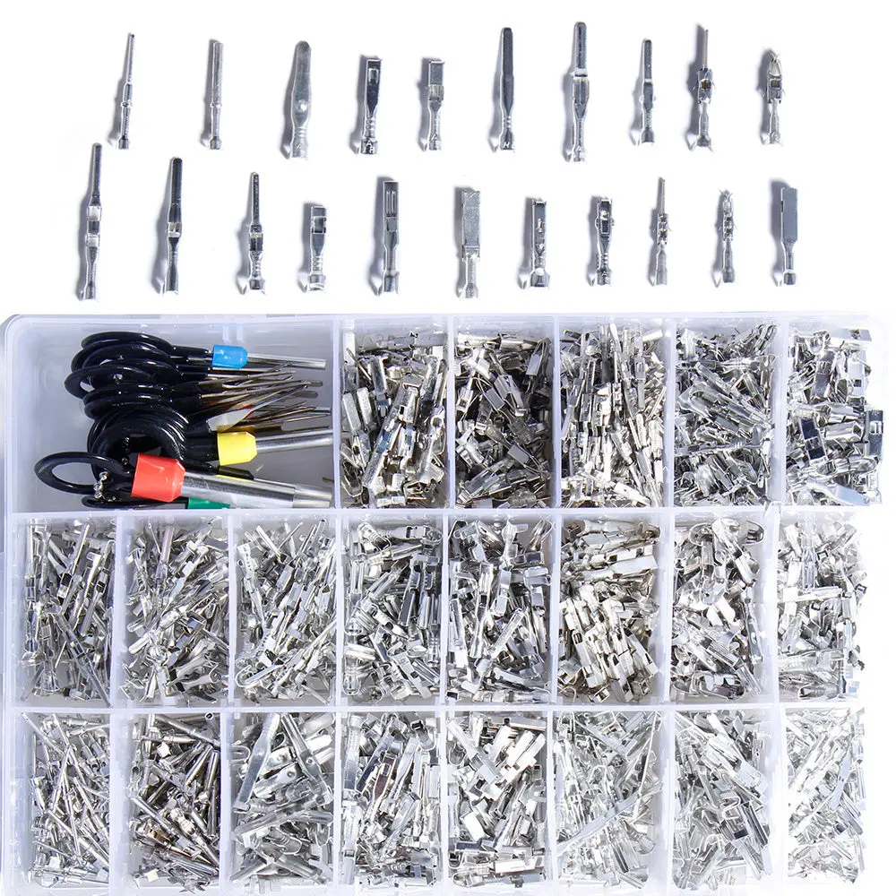 1/1.5/1.8/2.2/2.8/3.5Mm Terminal Kit Automotive Connector Non-Insulated Plug Male Female Crimp Pin With Wire Removal Extractor 1