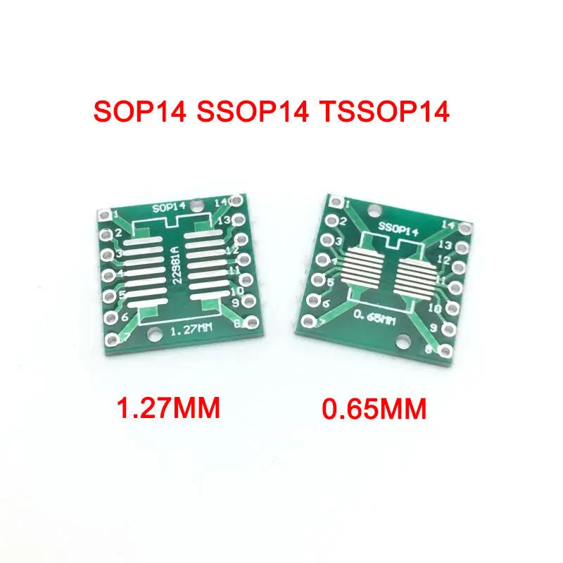 10Pcs Sop14 Ssop14 Tssop14 To Dip14 Smd To Dip Adapter 0.65Mm/1.27Mm To 2.54Mm Pcb Board Converter Socket 1