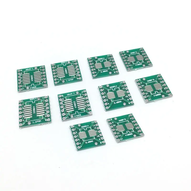 10Pcs Sop14 Ssop14 Tssop14 To Dip14 Smd To Dip Adapter 0.65Mm/1.27Mm To 2.54Mm Pcb Board Converter Socket 2