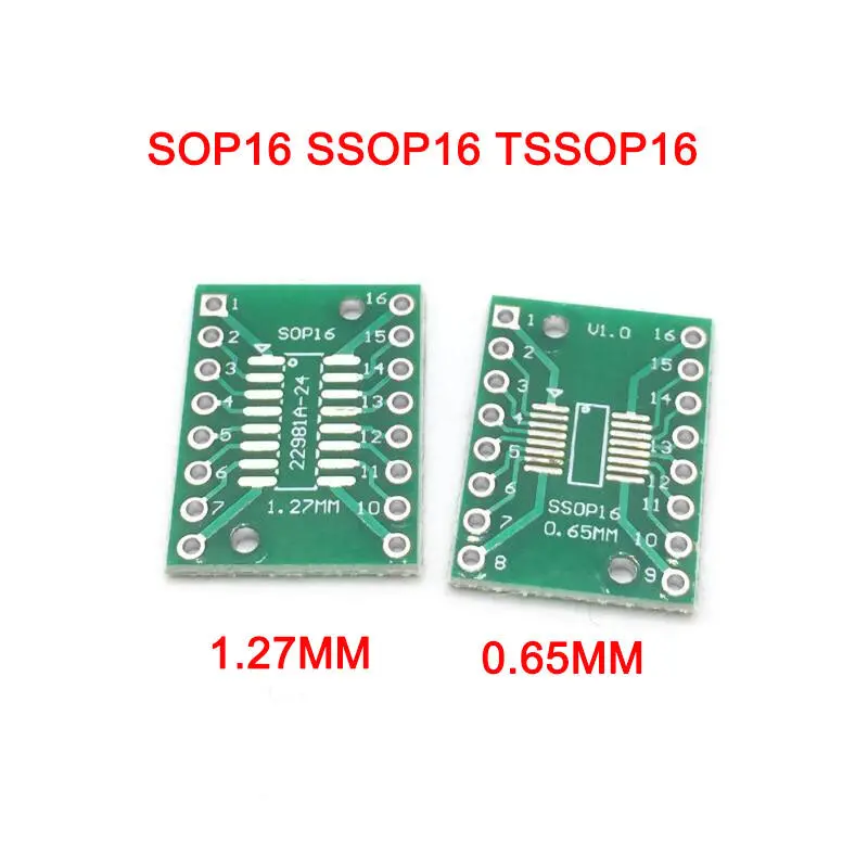 10Pcs Sop16 Ssop16 Tssop16 To Dip16 Smd To Dip Adapter 0.65Mm/1.27Mm To 2.54Mm Pcb Board Converter Socket 1