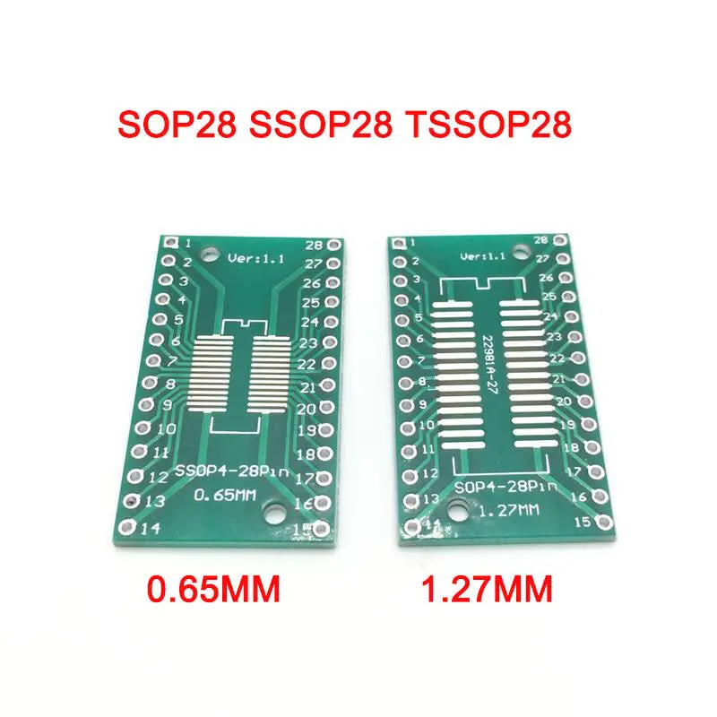 10Pcs Sop28 Ssop28 Tssop28 To Dip28  Smd To Dip 0.65Mm/1.27Mm To 2.54Mm Converter Socket 1