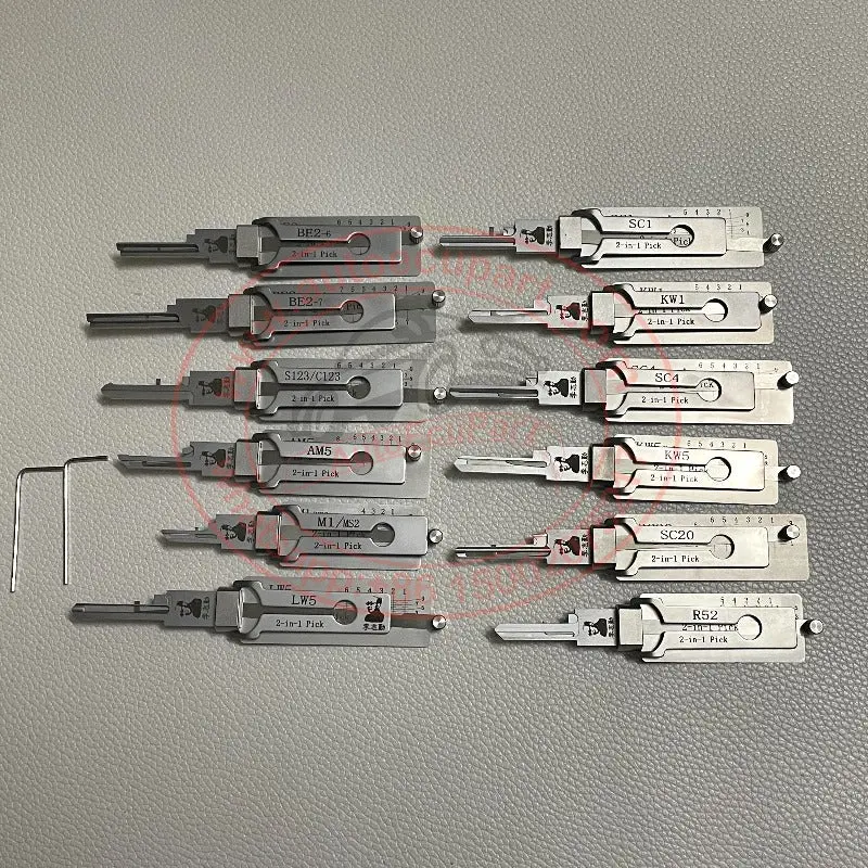 12Pcs / Lot Original Lishi Residential Tools Decoder (Sc1, Sc4, Kw1, Kw5, Be2-6, Be2-7, R52, S123/C123, M1/Ms2, Am5,Sc20,Lw5) 1