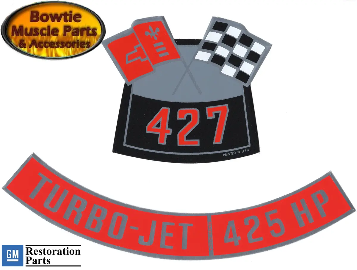 1969 69 Camaro Chevelle Copo 427 425Hp Engine Decal Set 1