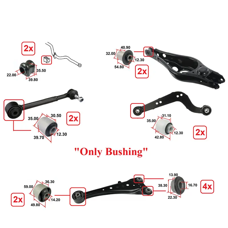 14Pcs/Set Rear Control Lateral Trans Arm Bushing Kit For Toyota Rav4 2006-2012 (Cms861233, 487100R010, 4871042020, Ms861233) 1