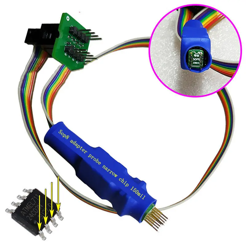 (150Mil 3.8Mm) Sop8 Pogo Chip Adapter Probe Clip 1.27Mm 8 Position Spring Loaded Touch Holder 1
