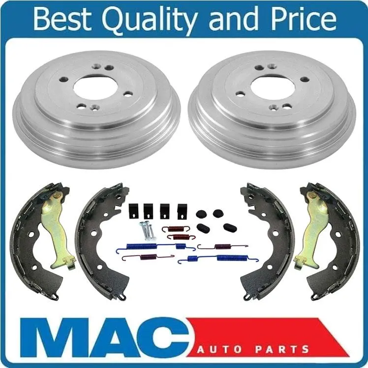 (2) Brake Drums Shoes & Brake Springs For 06-11 Kia Rio & 07-11 Hyundai Accent 2