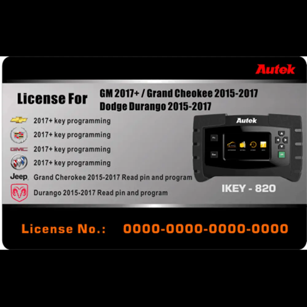 Autek Ikey820 New License For Gm, Grand Cheokee And Dodge Durango Key Programming 1