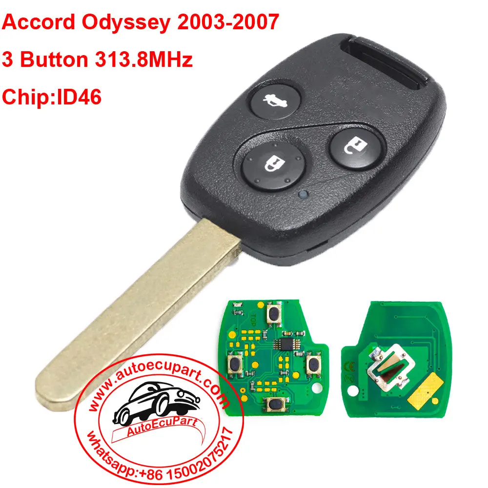 Keyless Entry Remote Car Key 3 Button 313.8Mhz Id46 Chip For Honda Odyssey 2003-2007 1