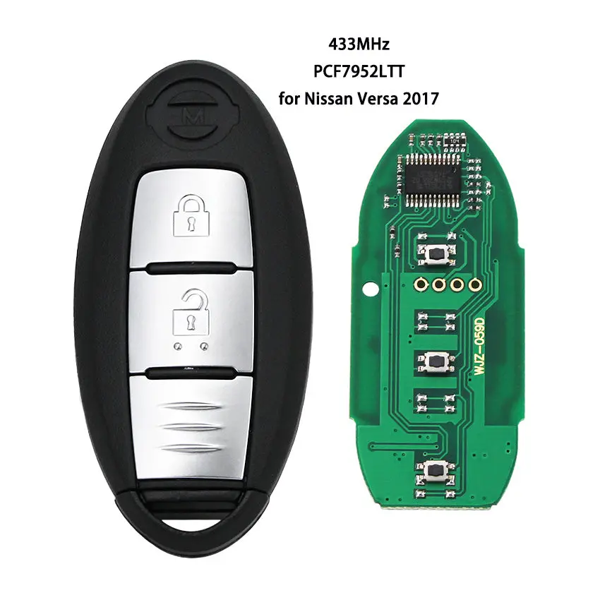 2 Button Smart Remote Key 433Mhz Pcf7952ltt Chip For Nissan Versa 2017 1
