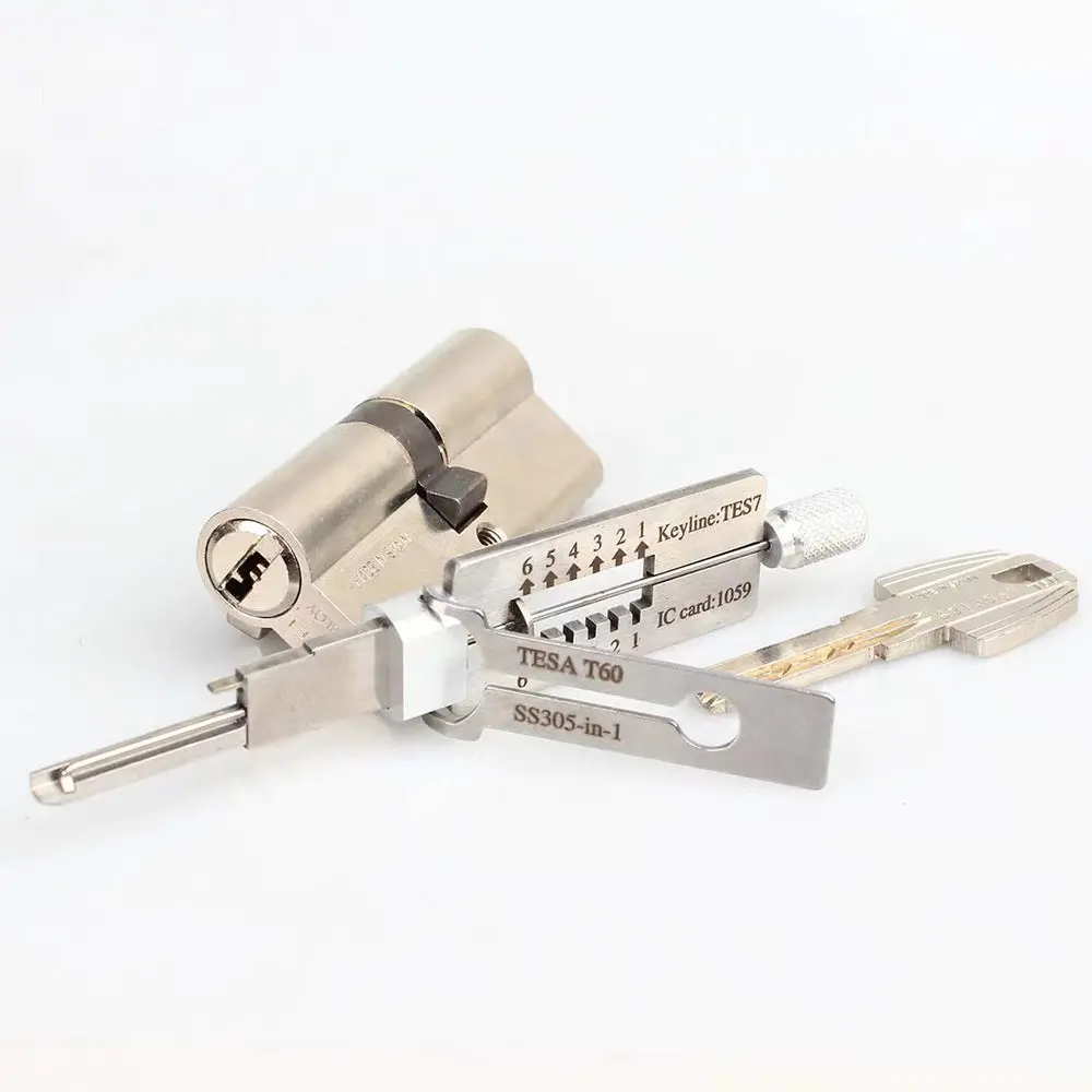 2 In 1 Lock Pick Decoder Tool For Tesa T60 Keyline: Tes7 Keyway Tool 1