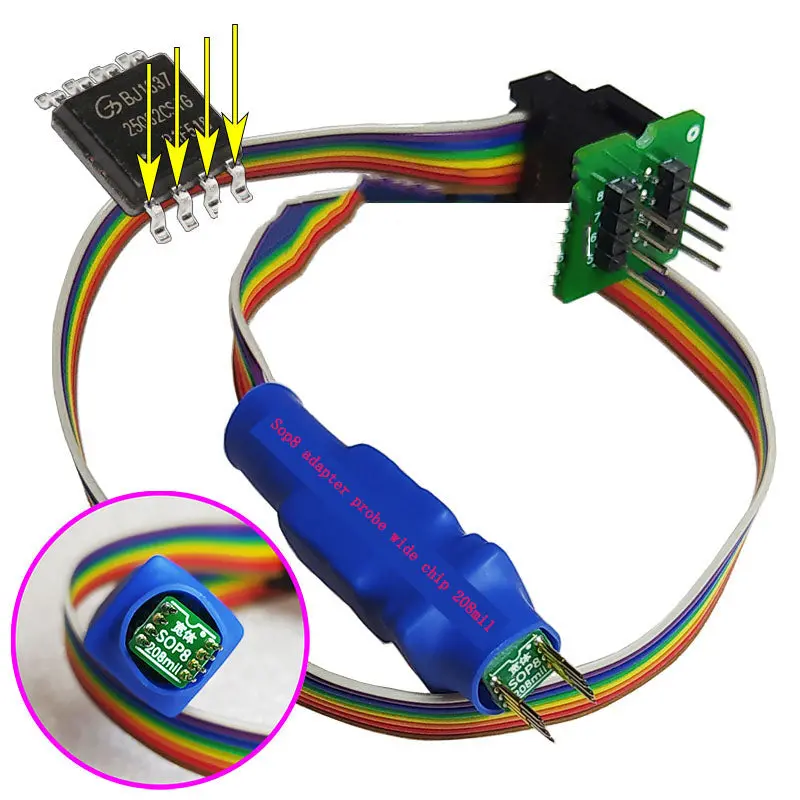 (208Mil 5.38Mm) Wson Sop8 Chip Probe 1.27Mm 8 Pin Spring Loaded Pogo Pin Adapter Touch Holder 1