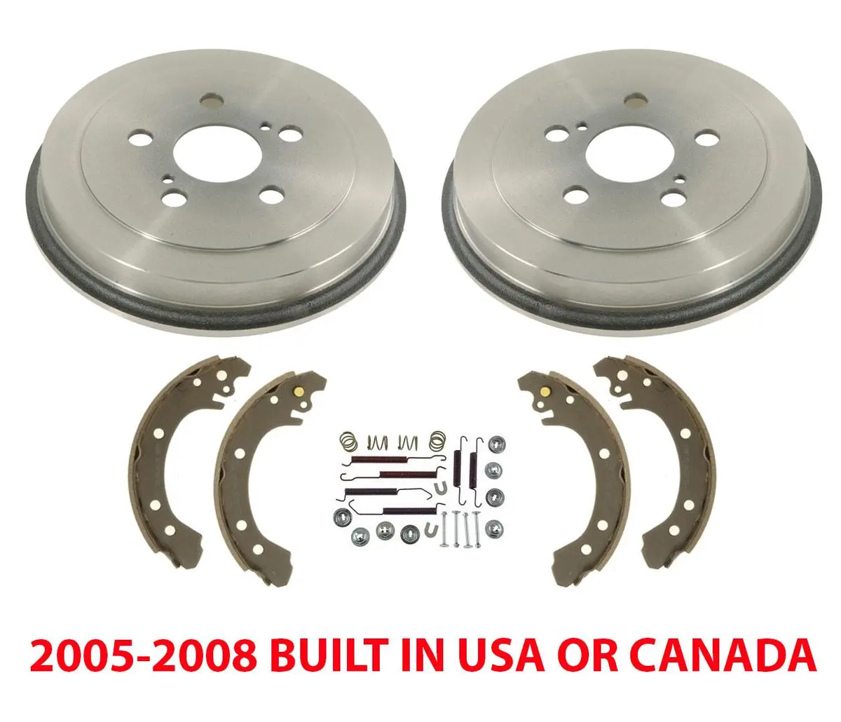 Rear Brake Drums Shoes & Springs For Corolla Built In Usa & Canada 2003-2008 1