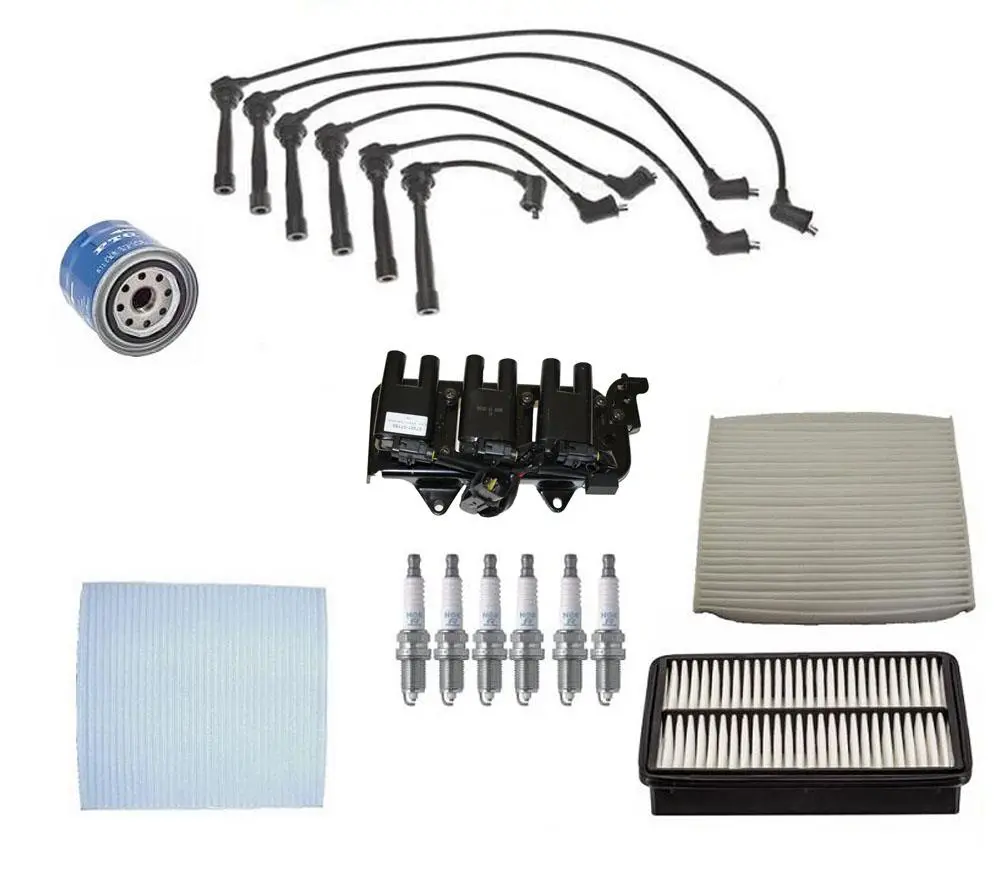 Coil Ignition Wires Spark Plugs Air Oil Filters For Kia Sportage 2.7L 2005-2010 1