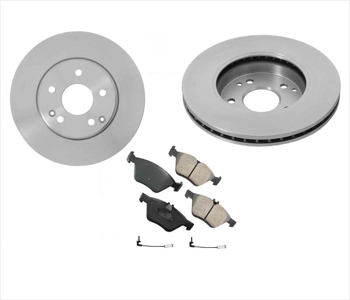 Front Brake Rotors & Ceramic Brake Pads & Sensor For 1999-2000 Mercedes C230 1