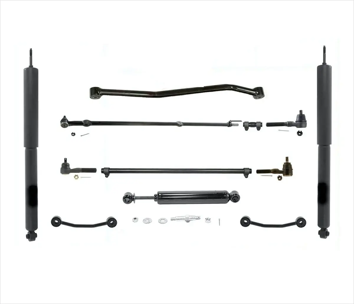 Front Shocks Drag Link Tie Rod Track Bar Kit For Jeep Wrangler 1991 1992 93 1995 1