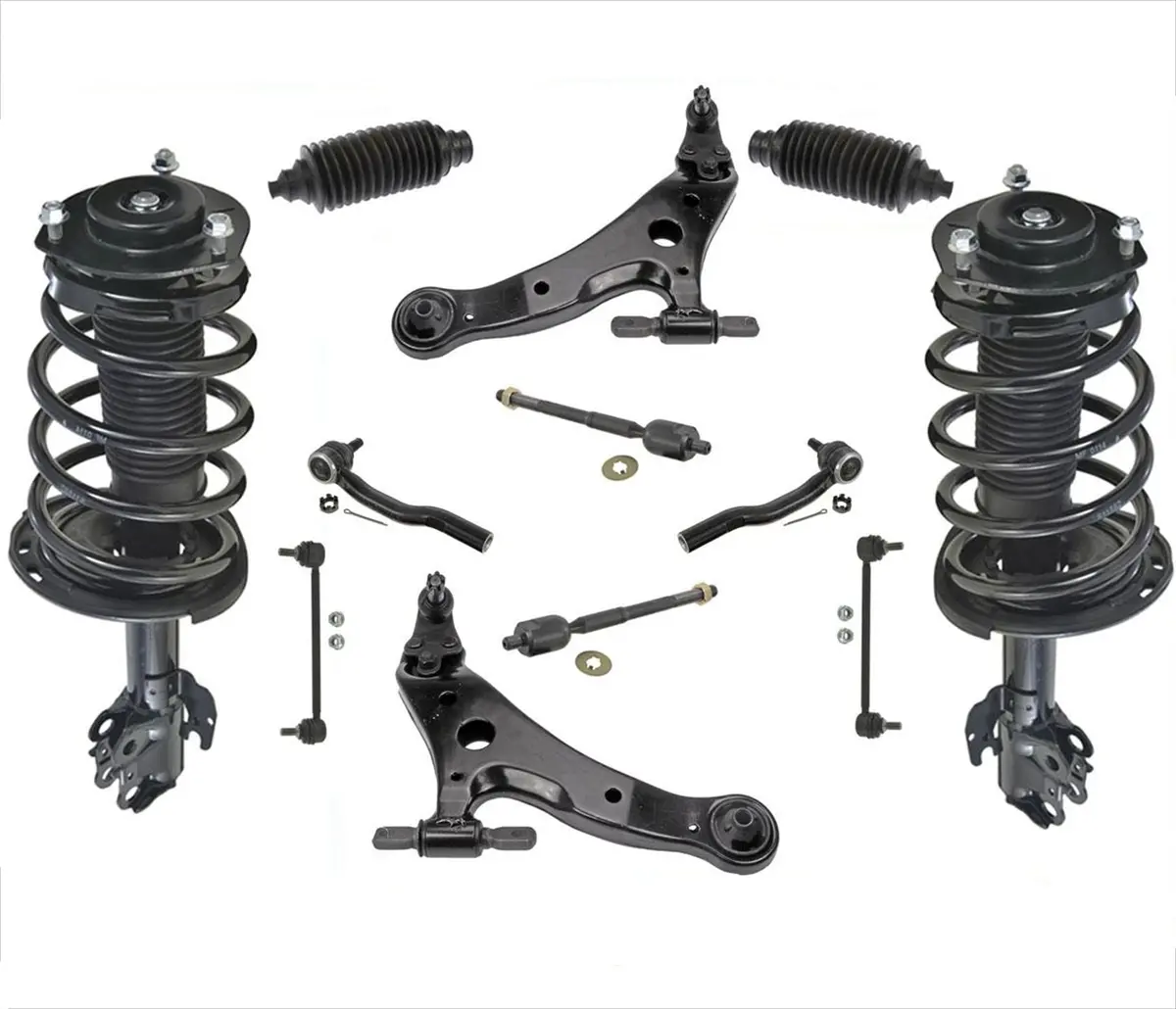 12 Pc Kit Front Struts Control Arms Tie Rods Links + Boots For Toyota Camry 3.5L 1