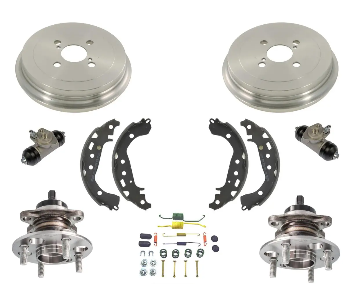 Fits Toyota Yaris 2008-2013 Brake Drums And Brake Shoes W/ Springs Hub Bearings 1