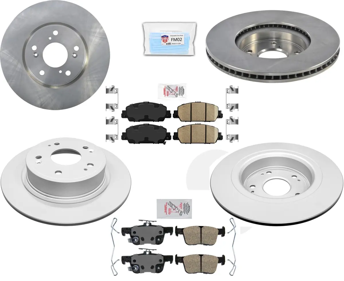 Front & Rear Coated Brake Rotors & Brake Pads For 2018-2022 Honda Accord Ex 1