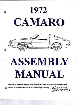 1972 72 Camaro Factory Assembly Manual Z28 Ss Rs 1