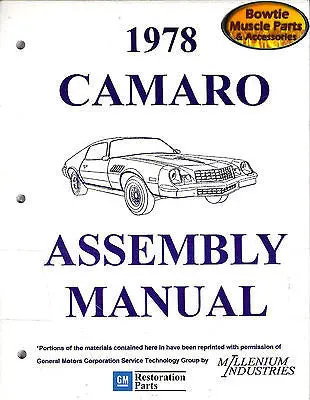 1978 78 Camaro Factory Assembly Manual Z28 Rs - 553 Pages! 1