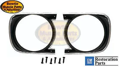 1968 68 Camaro Std Headlight Headlamp Bezels Bezel With Screw Strim Ss Z28 Pair 1