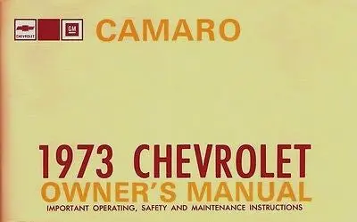 1973 73 Camaro Rs Ss Z28 Factory Owners Manual Owner's 1