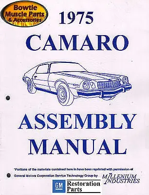 1975 75 Camaro Factory Assembly Manual Book Z28 Ss Rs Type Lt 486 Pages! 1