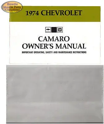 1974 74 Camaro Rs Z28 Factory Owners Manual Owner's With Storage Bag Pouch 1