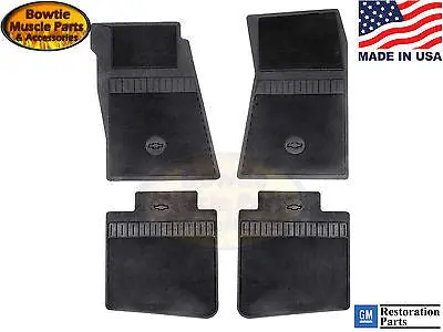 67-69 Camaro 68-72 Chevy Ii Nova Rubber Floor Mats Bowtie Chevy Bow Tie Black 1