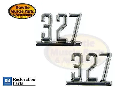 65 66 67 Camaro Chevelle Impala Nova 327 Fender Emblem Pair 1