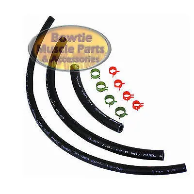 69-74 Chevelle Camaro Nova 3/8 Gas Fuel Hose With 1/4 Return Hose Correct Clamps 1