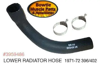 71 72 Camaro Lower Radiator Hose Gm Part 3959486 W/Tower Clamps 396 402 1