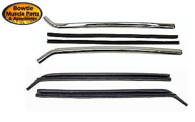 67-69 Camaro Firebird Quarter 1/4 Window Vertical Weatherstrip Chrome Trim Kit 1