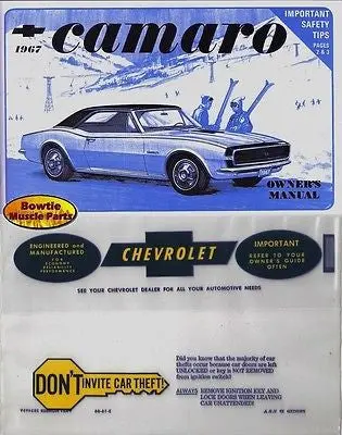 67 Camaro Factory Owners Manual With Storage Pouch 1