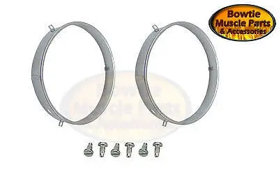 62-69 Camaro Nova Corvette  Headlight Sealdbeam Retainer W Spec Screws 7" Bulbs 1
