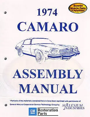 1974 74 Camaro Factory Assembly Manual Book Z28 Ss Rs Type Lt 1