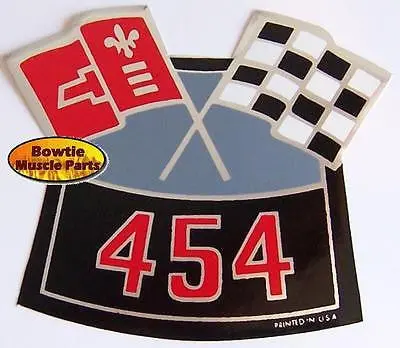 70-80 Big Block Chevy 454 Cross Crossed Flags Air Cleaner Decal Turbo Jet 1