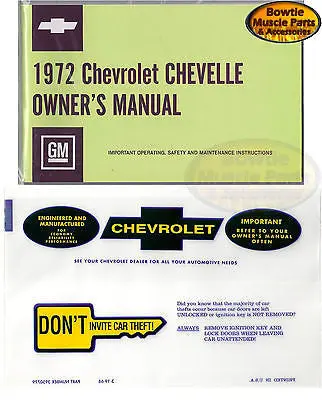 1972 72 Chevelle  El Camino Wagon Convertible Factory Owners Manual With Pouch 1