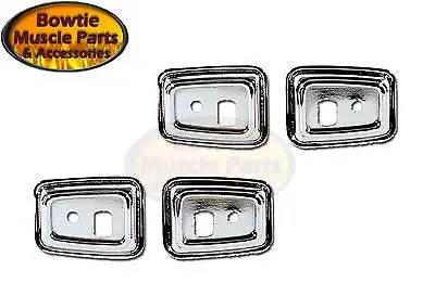 68 69 Camaro Firebird Deluxe Interior Door Grab Handle Chrome Bezels 1