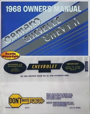 68 Camaro Chevelle Nova Chevy Ii El Camino Factory Owners Manual W/ Storage Bag 1