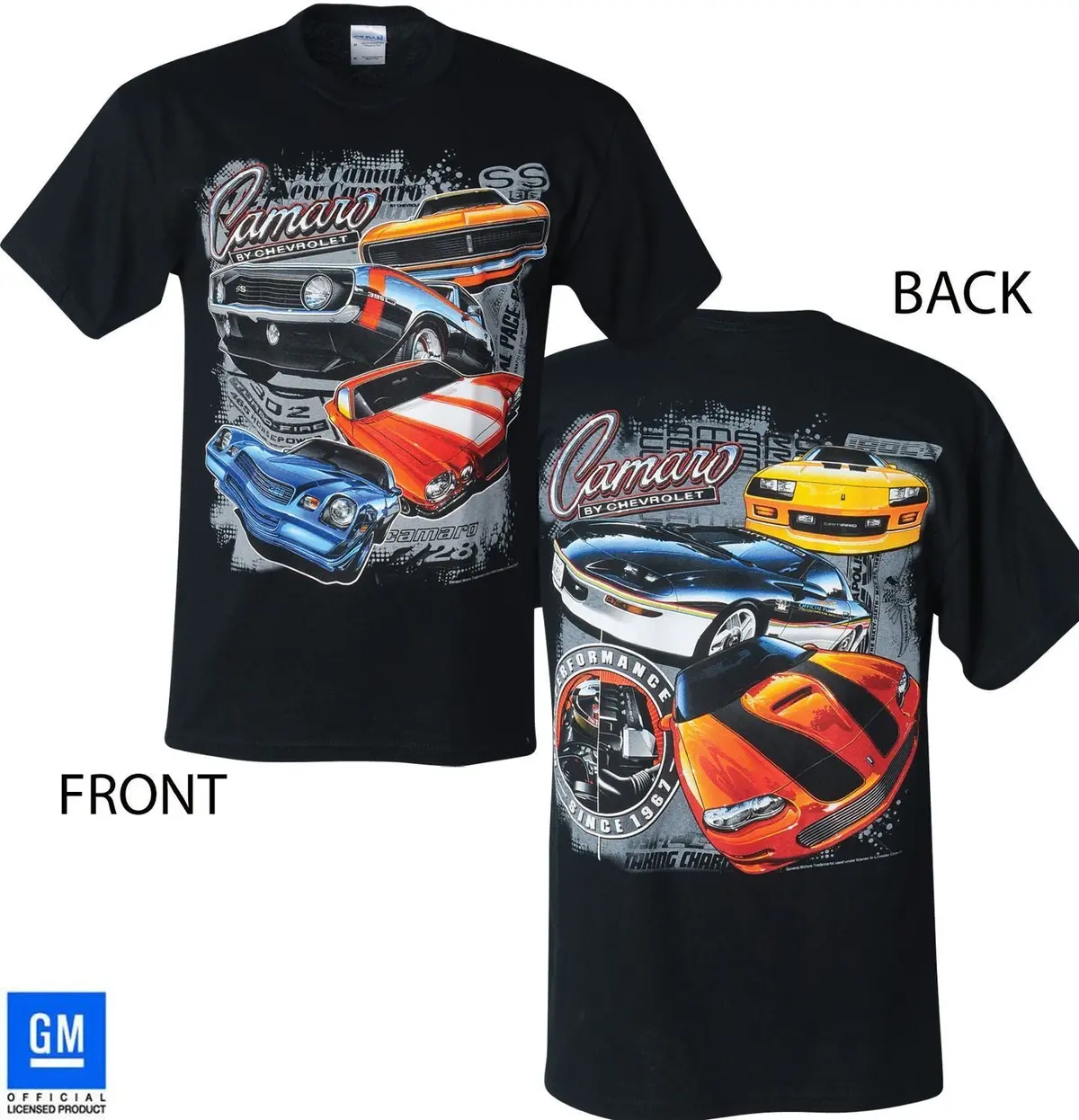67 68 69 70 71 72 73 78 79 80 81 89 92 93 01 02 Camaro Multi Generation T Shirt 1