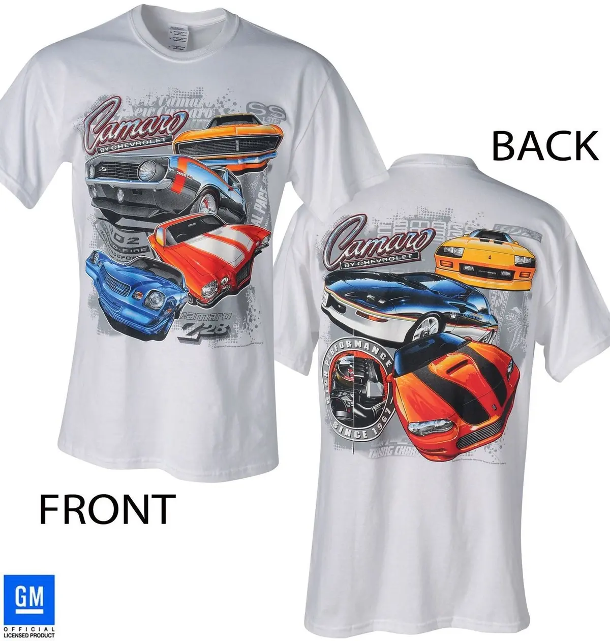 67 68 69 70 71 72 73 78 79 80 81 89 92 93 01 02 Camaro Multi Generation T-Shirt 1