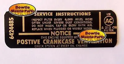 1967 67 Ss 350 Air Cleaner Decal W/Out A.I.R Pump 1