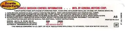 70 402 454 - 345 350 360 390Hp M.T Emissions Decal Late 1