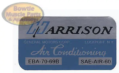 69 Camaro Chevelle Corvette Nova Harrison Ac Decal Air Conditioner Eba-70-69B 1