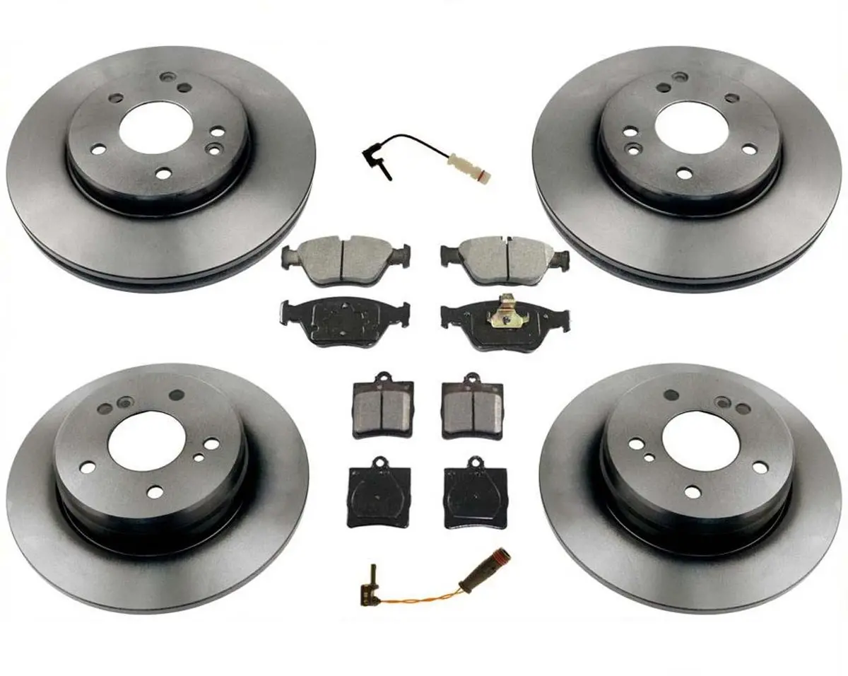 Front & Rear Rotors & Pads Rear W/ 1 Pin Mount For 1996-2000 Mercedes Benz C280 1