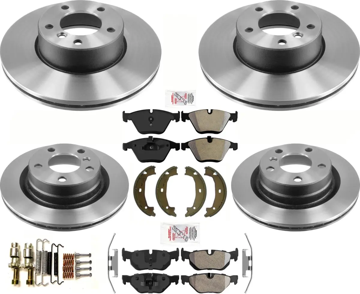 For 08-12 Bmw 328I Rear Wheel Drive Coupe Sedan Brake Rotors Semi Metallic Pads 1