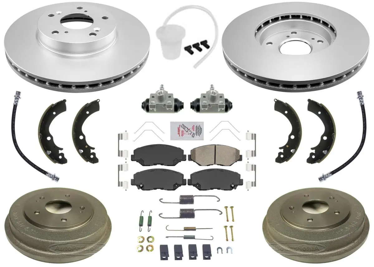 Front Rotors Drums Brake Shoes Springs Cylinders For Honda Accord 03-07 2.4L 1