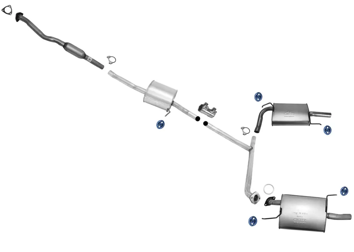 Exhaust System Resonator Dual Mufflers For 2006-2007 Honda Accord 4Dr Sedan 3.0L 1